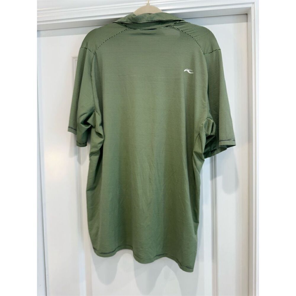 KJUS Men's Green Striped Polo Shirt Size L UPF 50+ Golf Outdoor - Picture 2 of 4